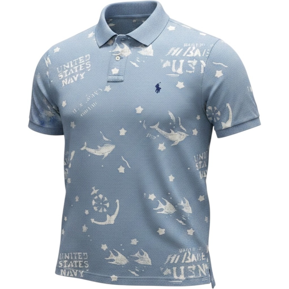 Polo Ralph Lauren USRL US Navy Anchor Crest Knit Polo Shirt Mens 2XL